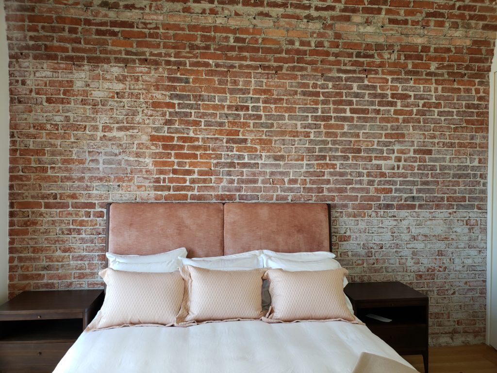 faux brick bedroom